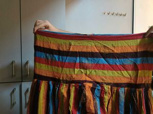 Colorful Striped Harem Pants And Duppata