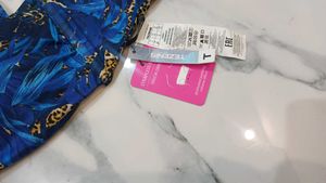 Floral Bikini Top - Blue &amp; Leopard Print