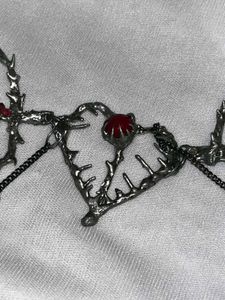 Punk Goth Red Stones Necklace