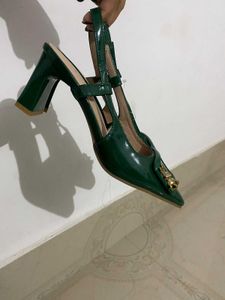 Elegant Green Slingback Heels
