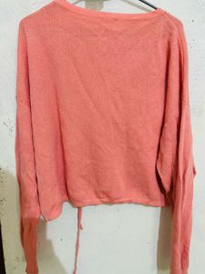 Oversize Peach Sweater Cum Top