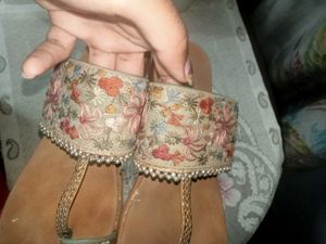 Floral Embroidered Thong Sandals