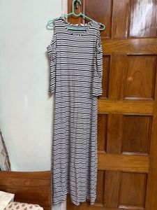 Striped Cold Shoulder Maxi Dress