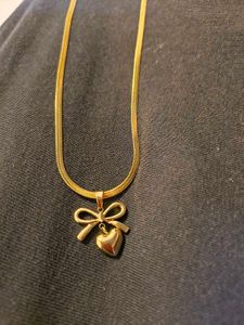 Anti tarnished  Golden Heart Charm Necklace
