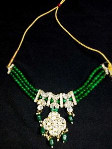Green Beaded Kundan Necklace