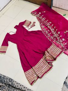Pink &amp; Gold Anarkali Suit