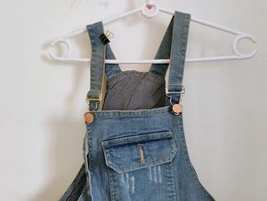 Light Blue Denim Dungaree With Detachable Straps