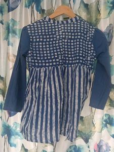 Dual Print Blue Cotton Top