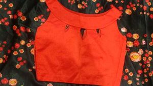 Floral Print Skirt with Orange Top
