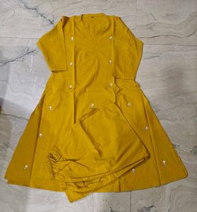 Mustard Embroidered Kurta Set