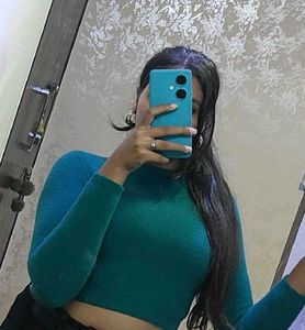 Green Knit Crop Top