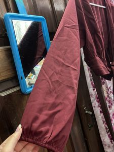 Burgundy Tie-Front Crop Top