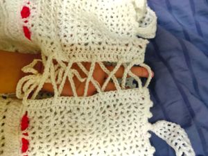 Lace Ruffle Bow Crochet Top