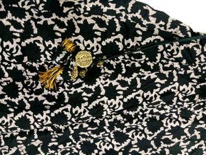 Black Anarkali Dress with Gold Neck Pattern
