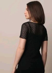 Custom Black Textured Mesh Top