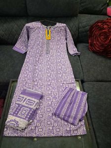 Purple Printed Kurta Set