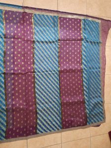 Rarely Used Net Saree Along With Silk Work For Sal