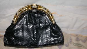 Vintage Rhinestone Snakeskin Clutch