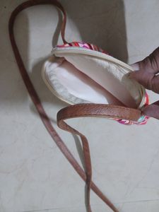 Multicolour Print Canvas Sling Bag Unused