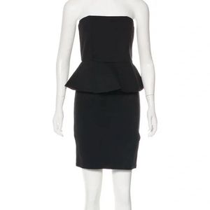 Elegant Black Peplum Strapless Dress