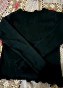 Black Ruffle Trim Top