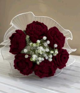 😍❤️ Maroon Crochet Bouquet 💐