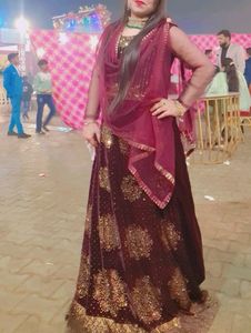 Stylish Wine Color Velvet Gown