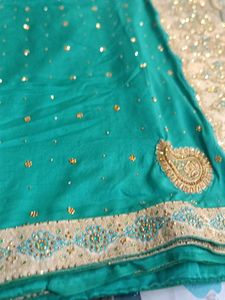 Emerald Green &amp; Gold Saree