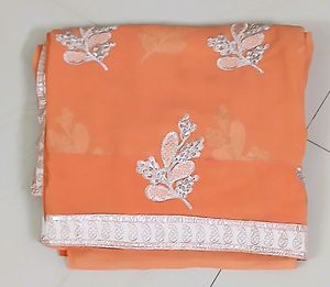 Chiffon Saree With Embroidery Design