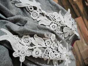 Gray Lace Trim Leggings