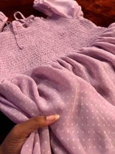 Lilac Polka Dot Babydoll Dress