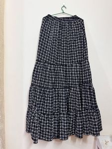 Tiered Plaid Maxi Skirt