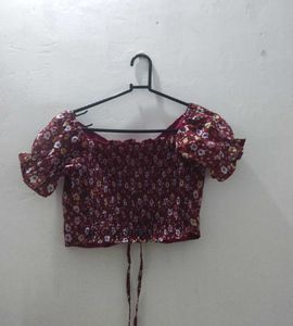 Floral Print Crop Top, Size - M