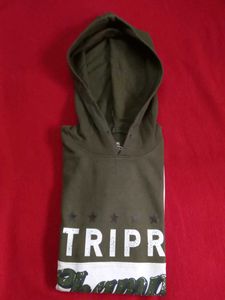 Olive Green And white Graphic Hoodie