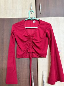 Red Long Sleeve Top