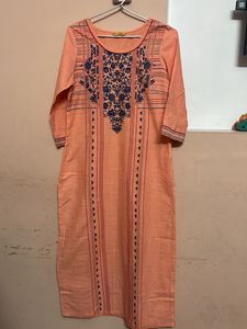 Aurelia Coral Color Printed Kurta