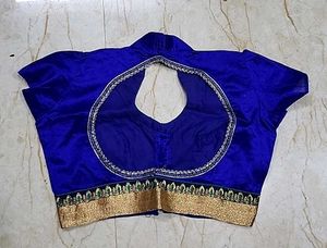 Stylish collar Blue Sari Blouse