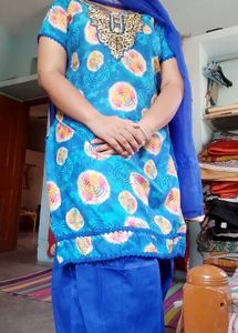 Blue Printed Salwar Kameez Suit