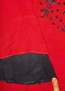 Red Embellished Kurti Set
