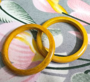 Unique Bangles Made Up Of Wood 🪵 Yellow 💛 in Colour