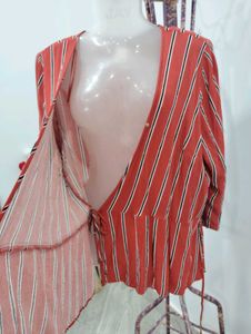 Striped Wrap Blouse