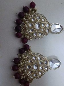 Statement Earrings with Pearls &amp; Burgundy Beads