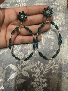 Green Floral Earrings