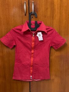 Red embroidered top