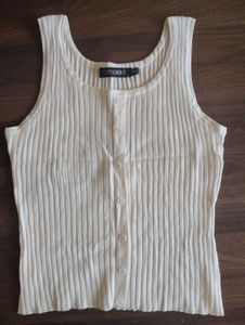 Ribbed Button-Front Tank Top