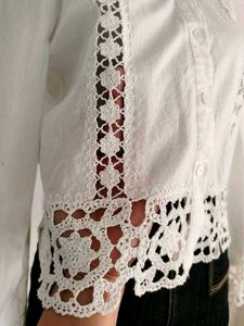 Zara Lace Trim White Shirt