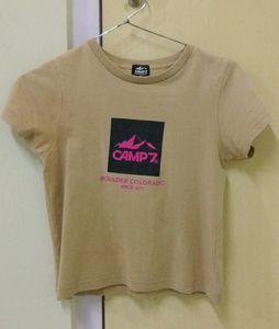 KHAKI PRINTED CROP TOP