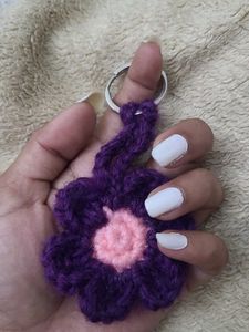Handmade Crochet Flower Keychain