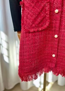 Red Tweed Pinafore Dress