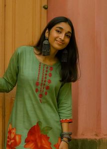 Olive Green Embroidered Kurti